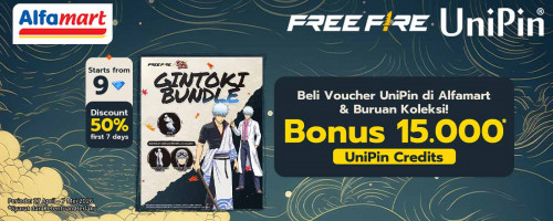 Top Up Free Fire Sekarang pakai Voucher UniPin dari Alfamart, Koleksi Gintoki Bundle & Dapatkan Bonus hingga 15.000 UniPin Credits!
